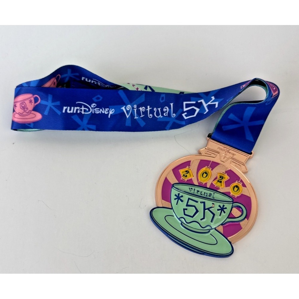 Run Disney 2020 Virtual 5K Finisher Medal Teacups 5 Years Running - Picture 2 of 8